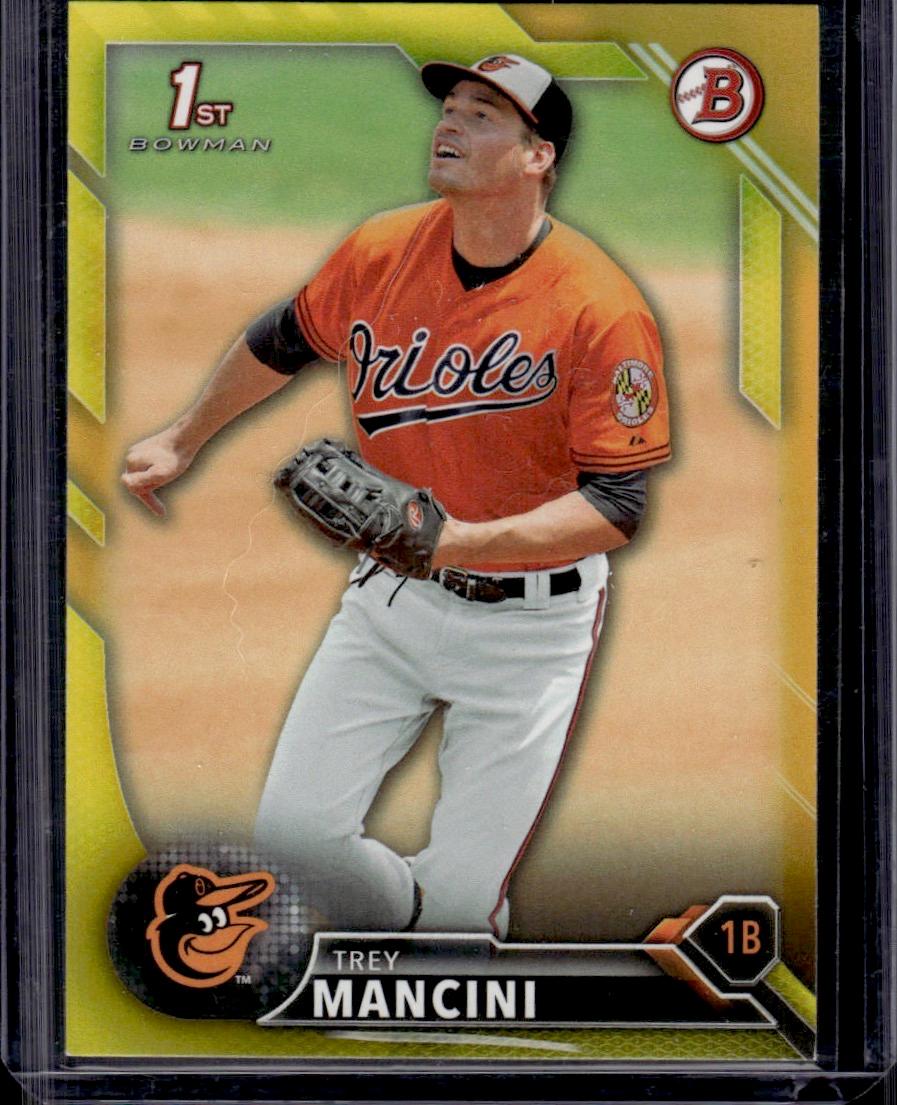 Trey Mancini 2016 Bowman Yellow Border Rookie RC Parallel #BP38