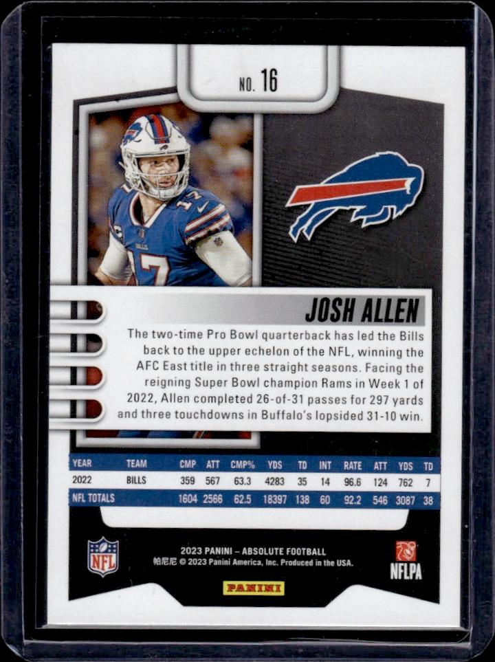 Josh Allen 2023 Panini Absolute #16