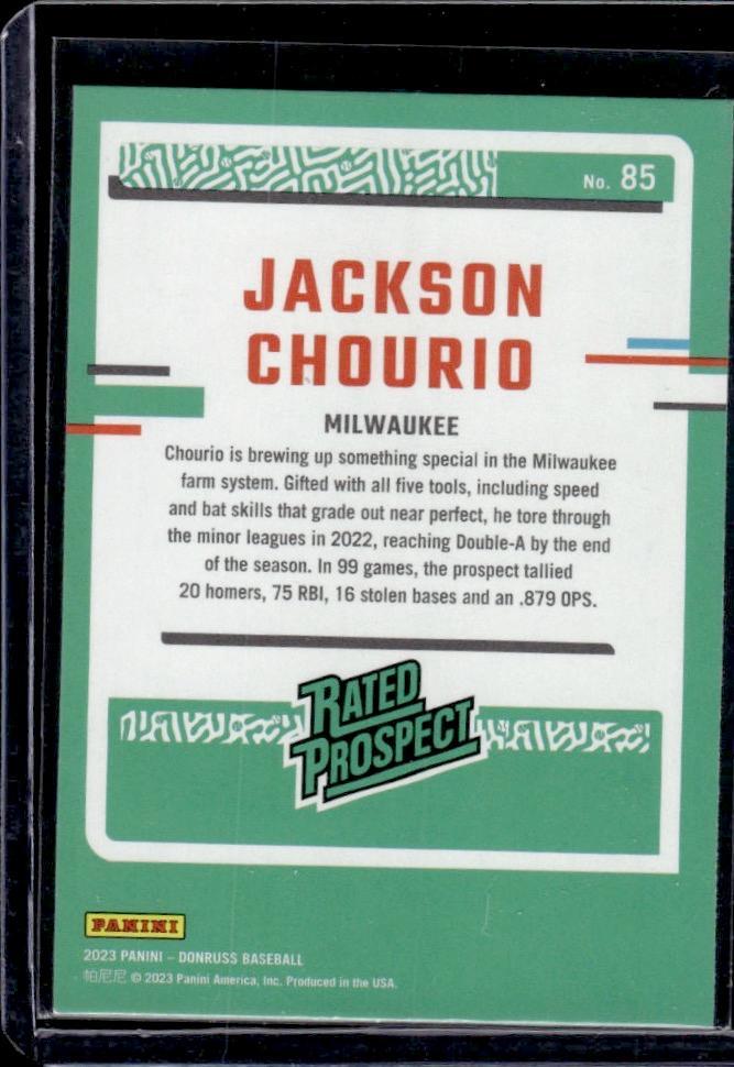 Jackson Chourio 2023 Panini Donruss Rated Rookie RC #85