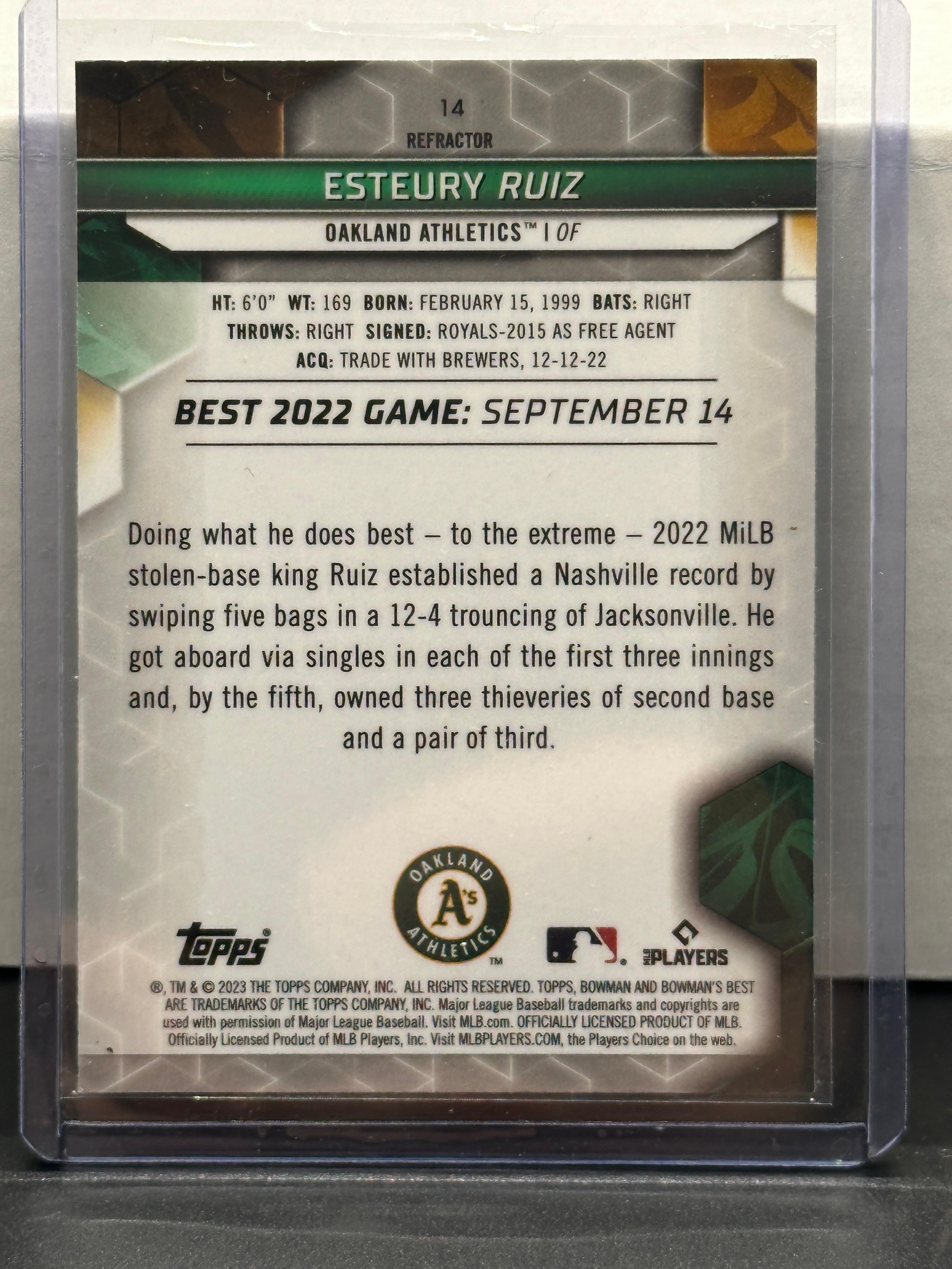 Esteury Ruiz 2023 Bowman's Best Refractor Rookie RC #14