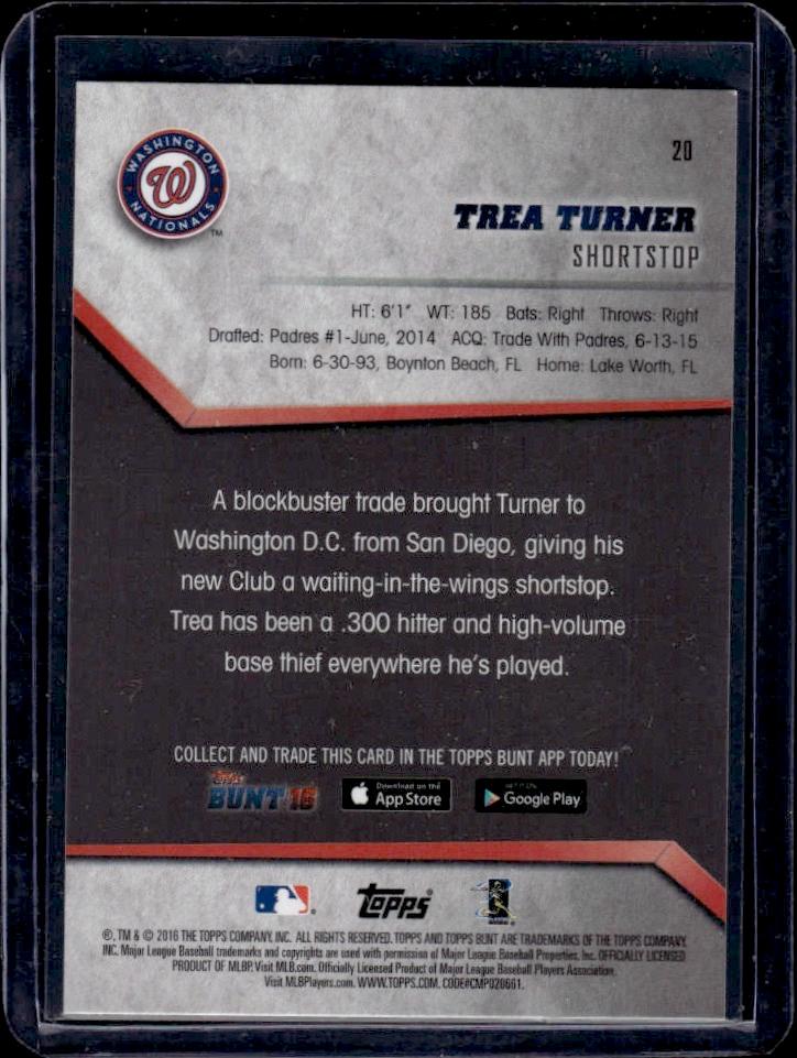 Trea Turner 2016 Topps Bunt Rookie RC #20