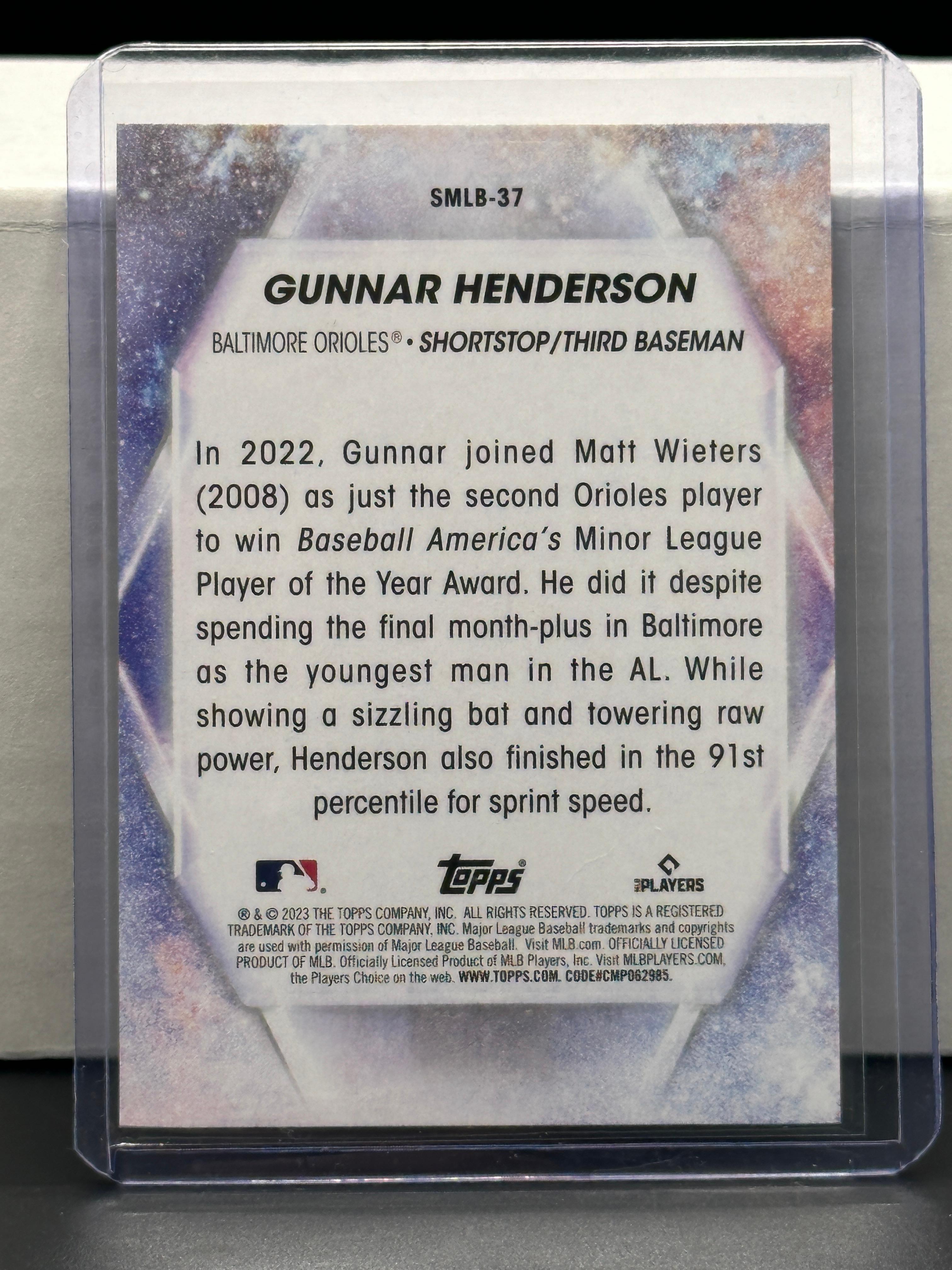 Gunnar Henderson 2023 Topps Stars of MLB Rookie RC Insert #SMLB-37