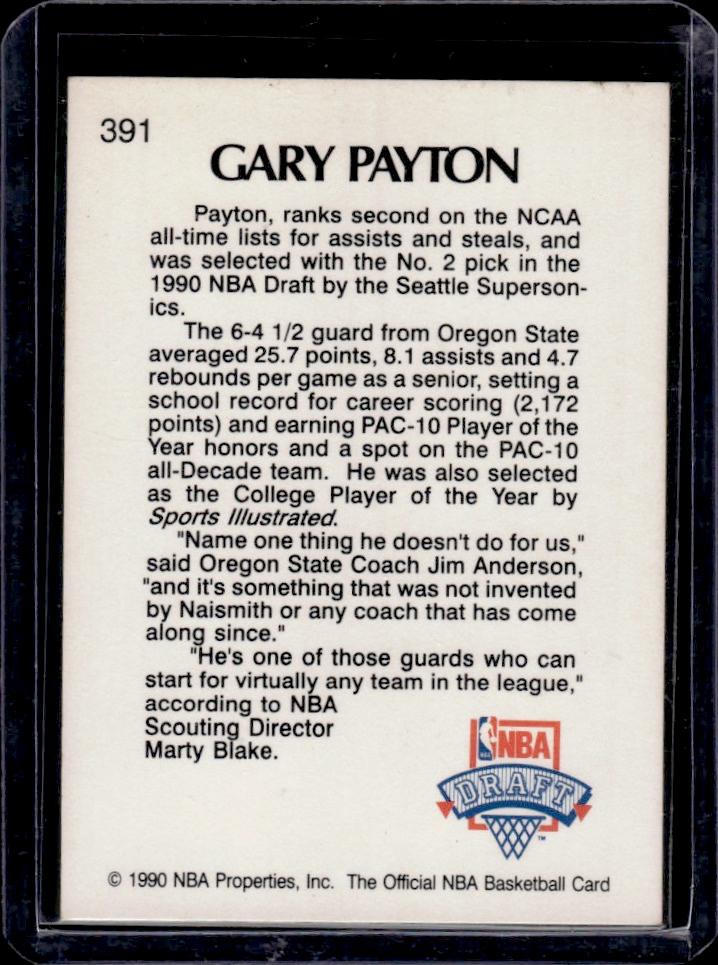 Gary Payton 1990 NBA Hoops Rookie RC #391