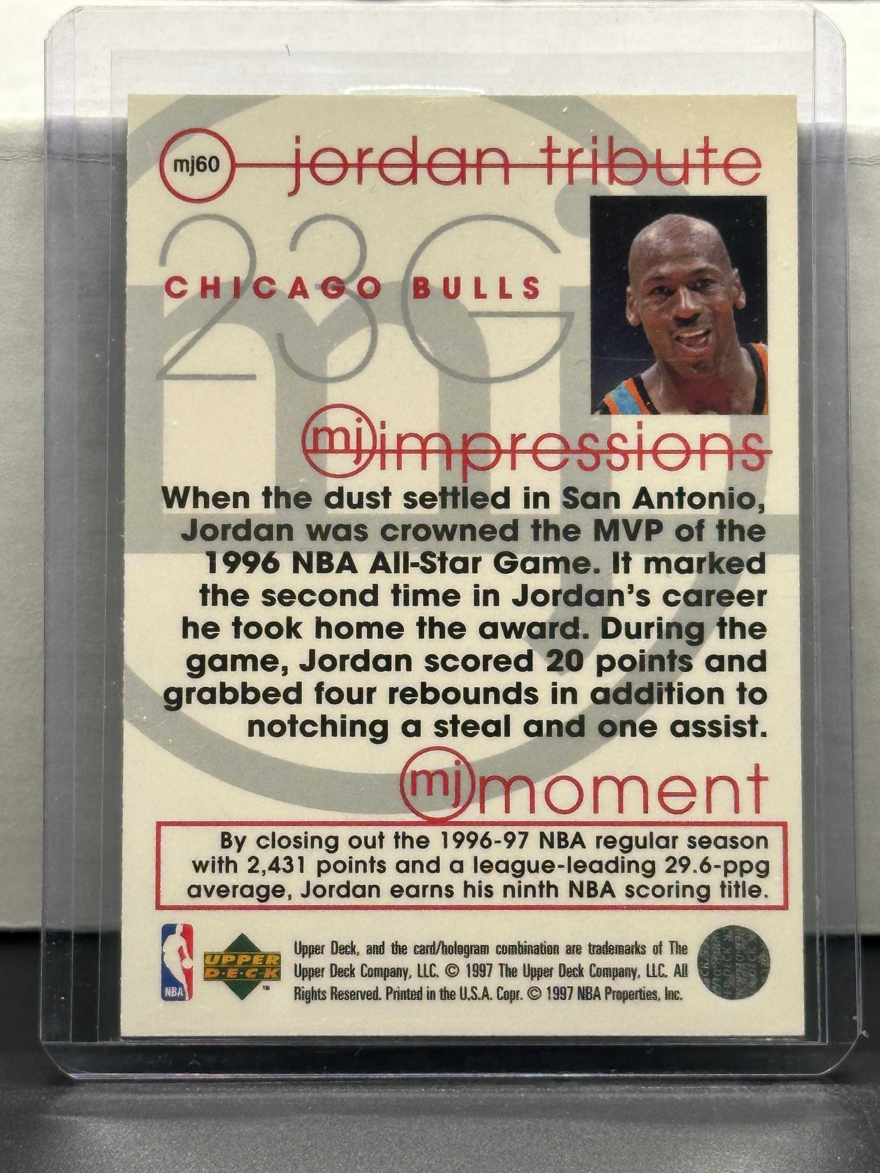 Michael Jordan 1997 Upper Deck Jordan Tribute #mj60