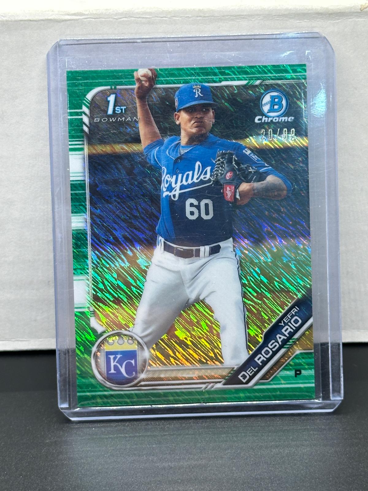 Yefri Del Rosario 2019 Bowman Chrome Green Shimmer (#20/99) Refractor Rookie RC #BCP-243