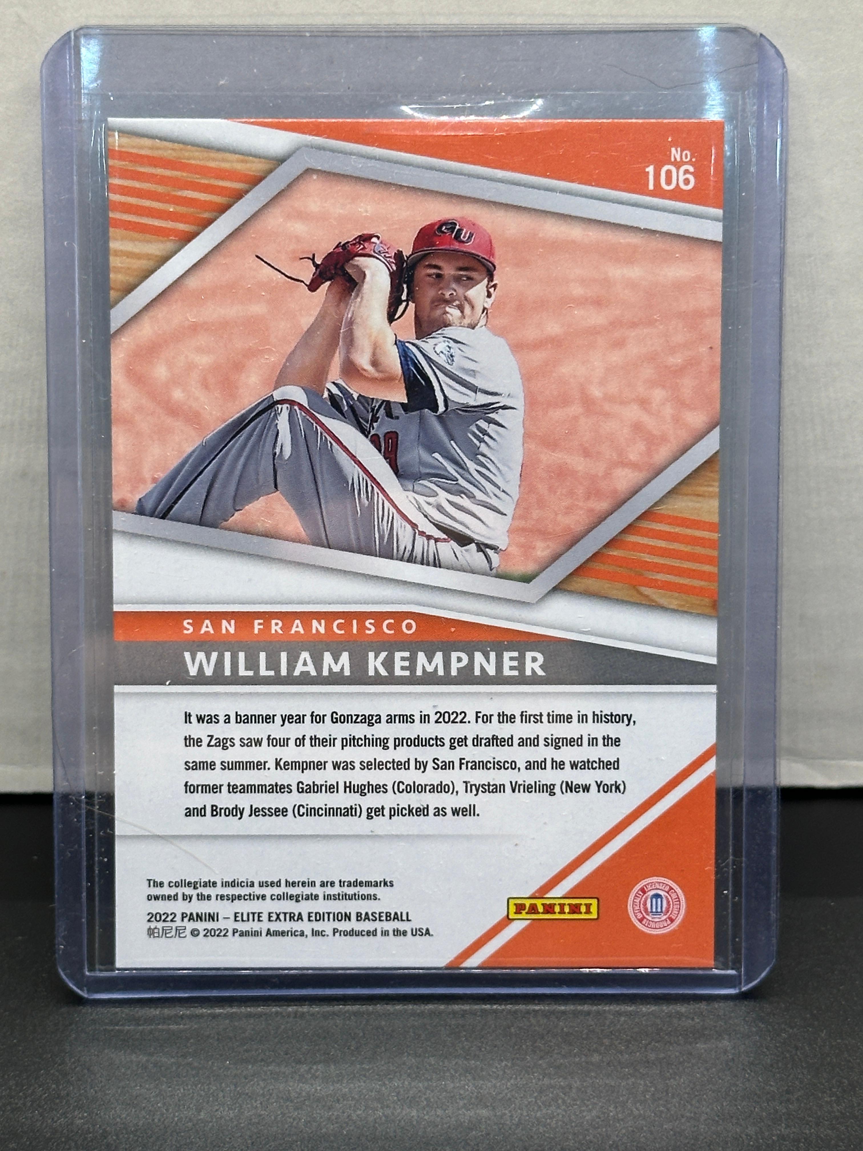 William Kempner 2022 Panini Donruss Elite Extra Status (#50/499) Rookie #106