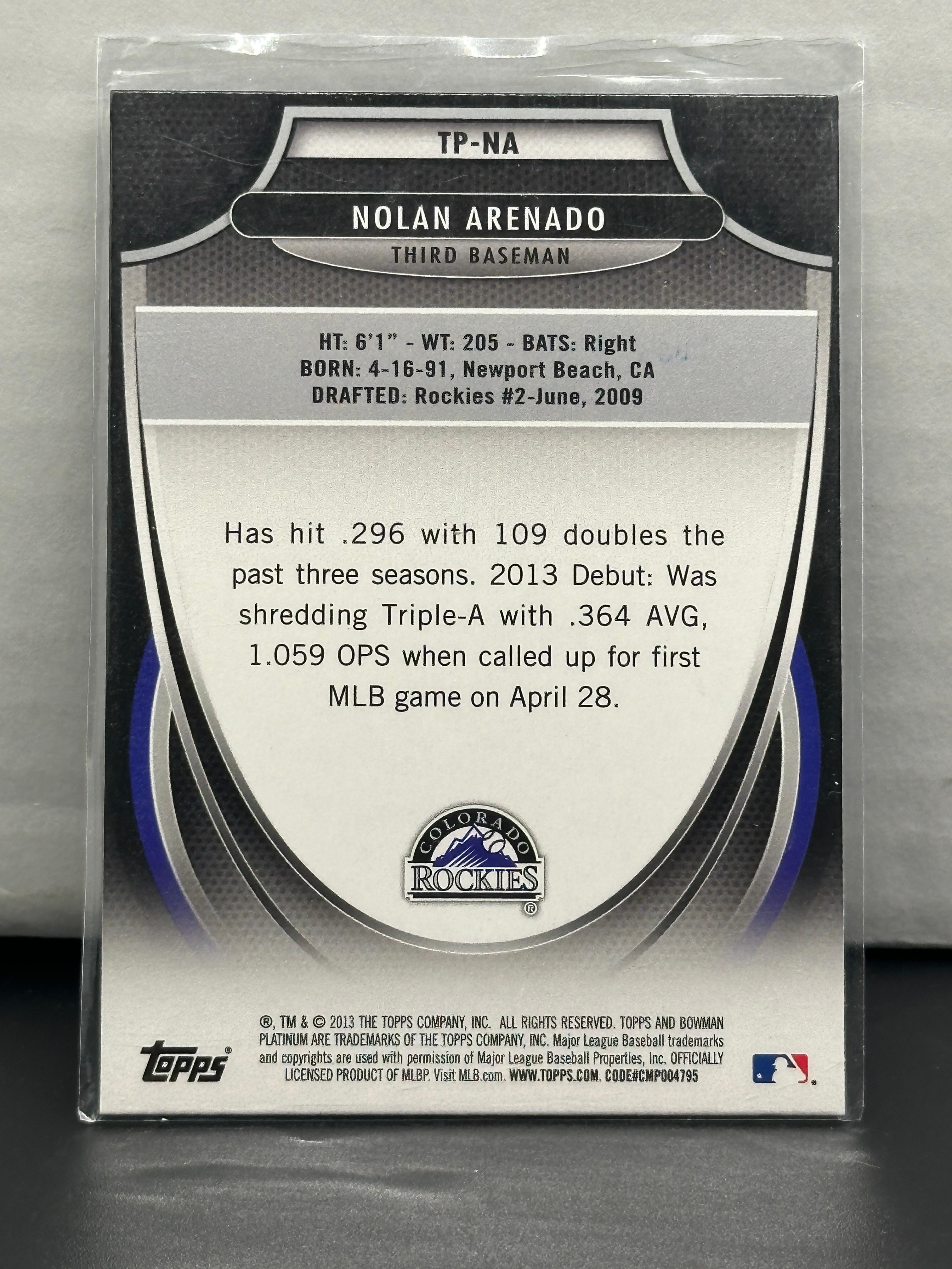 Nolan Arenado 2013 Bowman Platinum Top Prospects #TP-NA