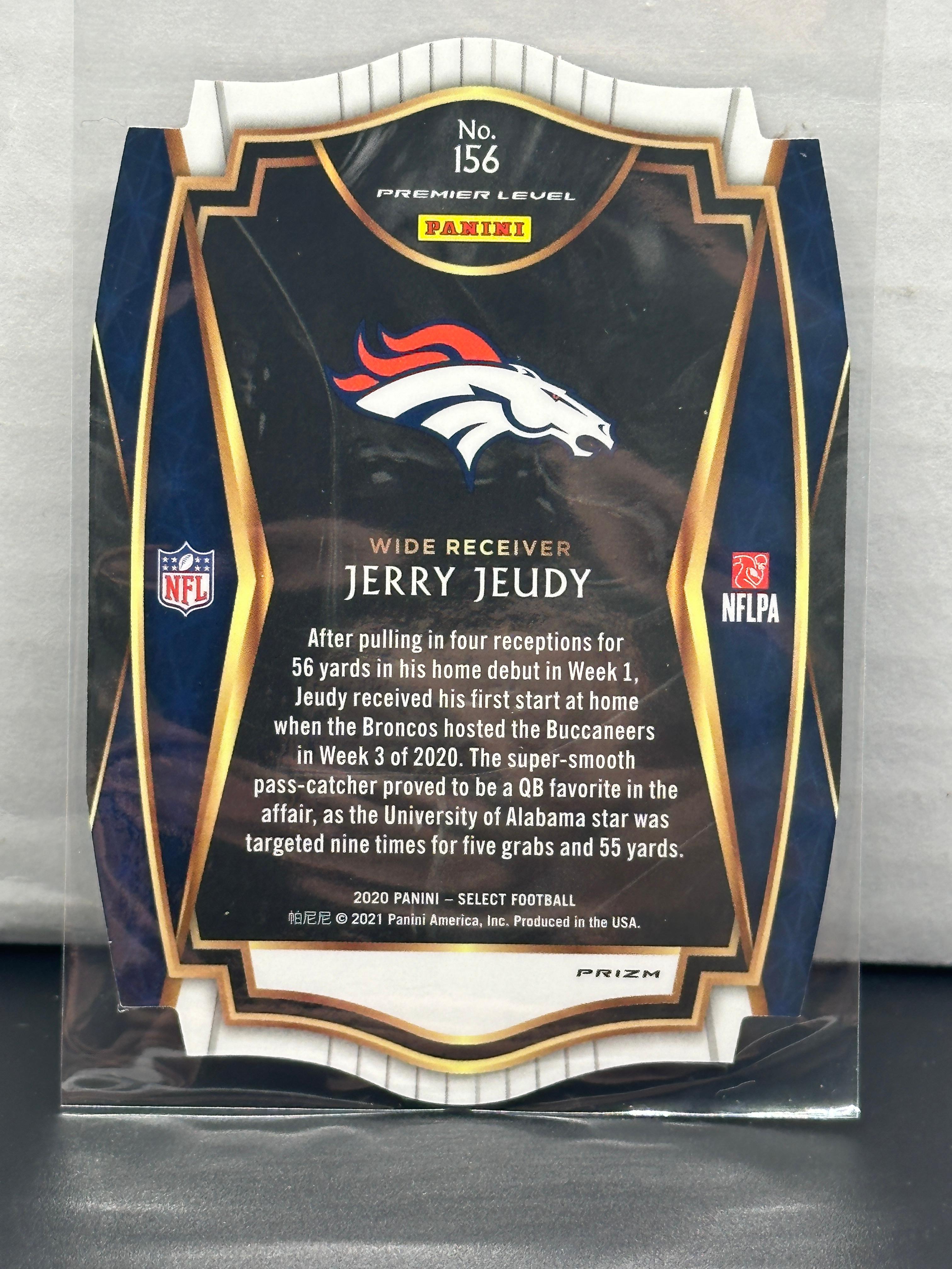 Jerry Jeudy 2020 Panini Select Premier Level Rookie RC Purple Prizm Die Cut #156