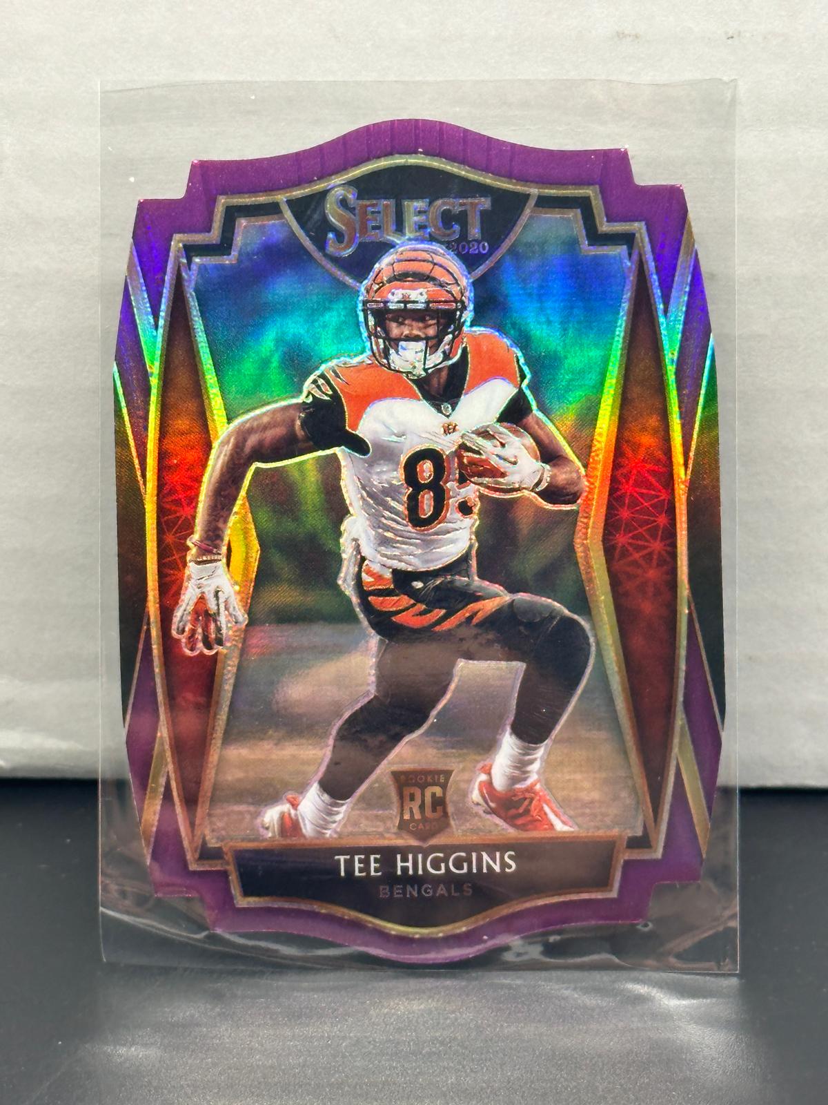 Tee Higgins 2020 Panini Select Premier Level Purple Prizm Rookie RC Die Cut #160