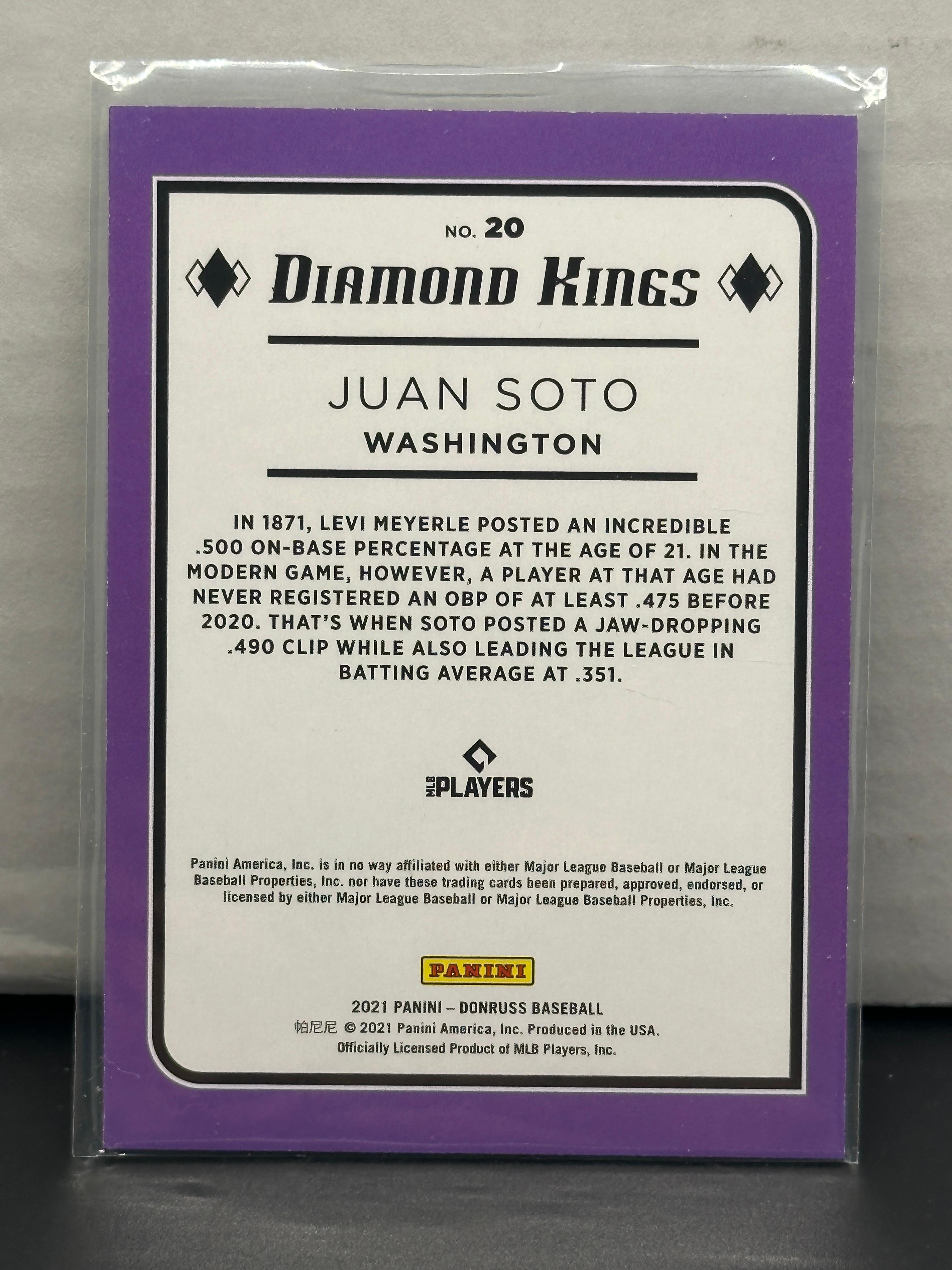 Juan Soto 2021 Panini Donruss Diamond Kings Foil (#876/2021) Insert #20