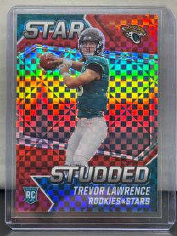 Trevor Lawrence 2021 Panini Rookies and Stars Star Studded Red Plaid Prizm Rookie RC Insert #SS-21