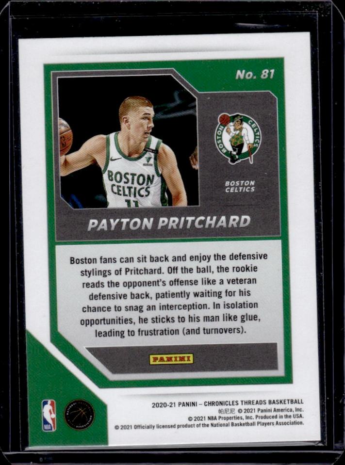 Payton Prichard 2020-21 Panini Chronicles Threads Green Foil Rookie RC Parallel #81