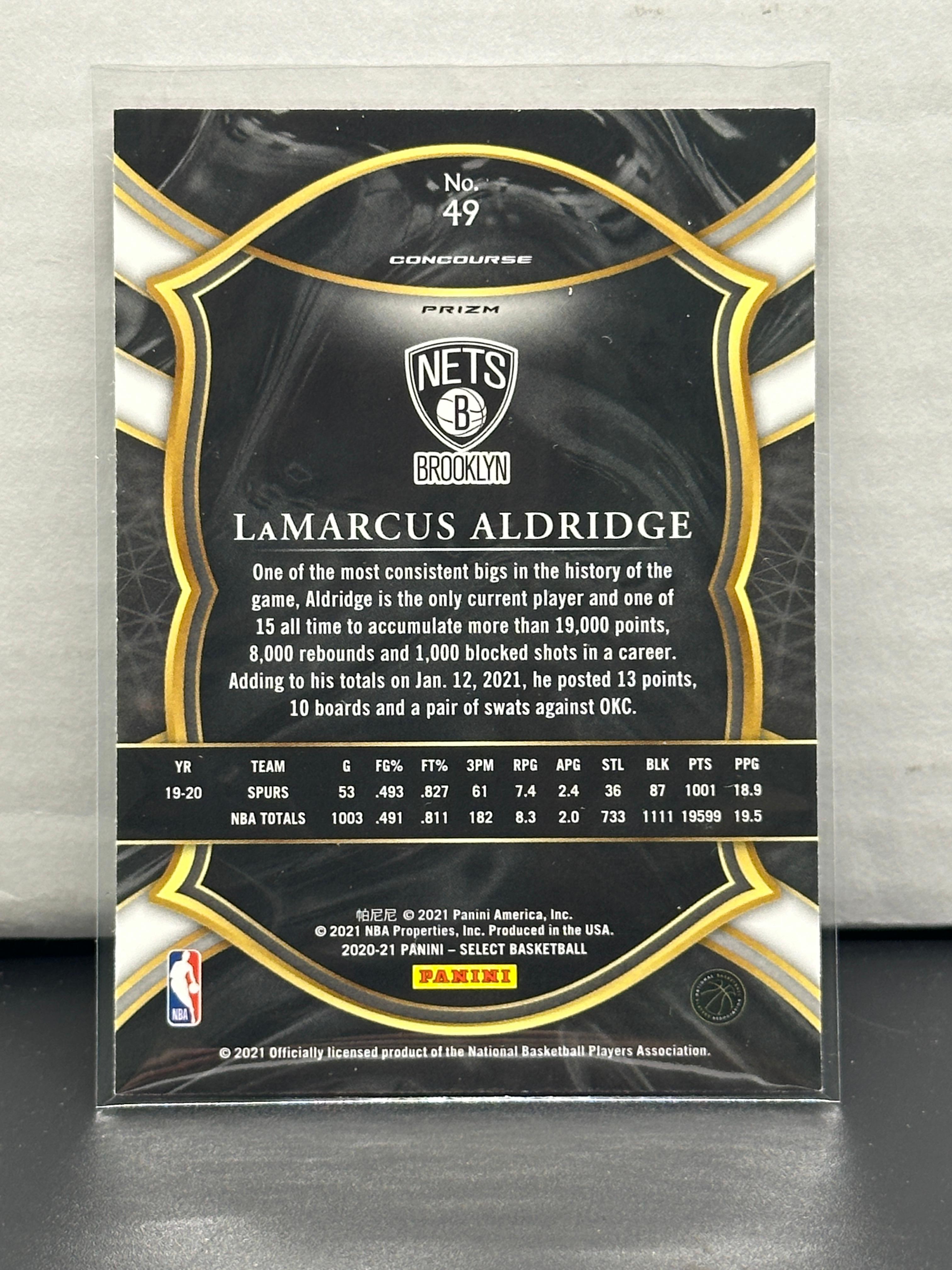 LaMarcus Aldridge 2020-21 Panini Select Concourse Level Red White Orange Shock Prizm #49