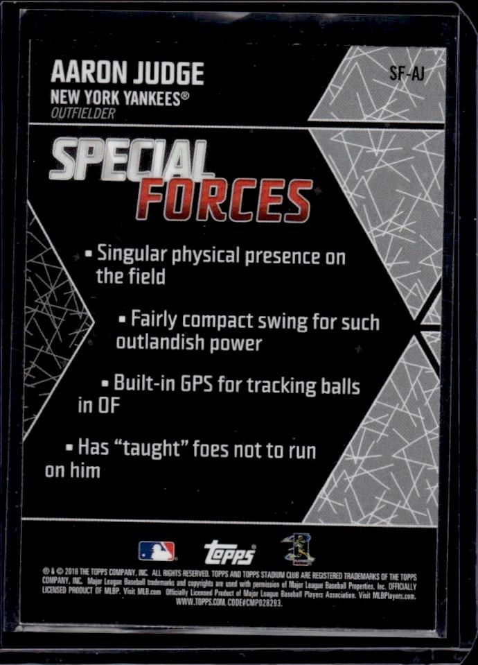 Aaron Judge 2018 Topps Stadium Club Special Forces Red Foil Insert Parallel #SF-AJ