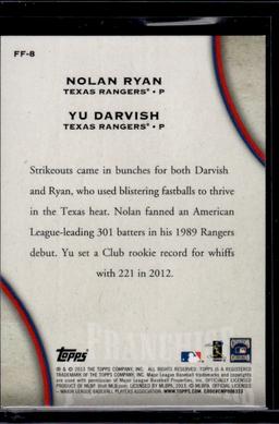Nolan Ryan Yu Darvish 2013 Topps Franchise Forerunners Insert #FF-8