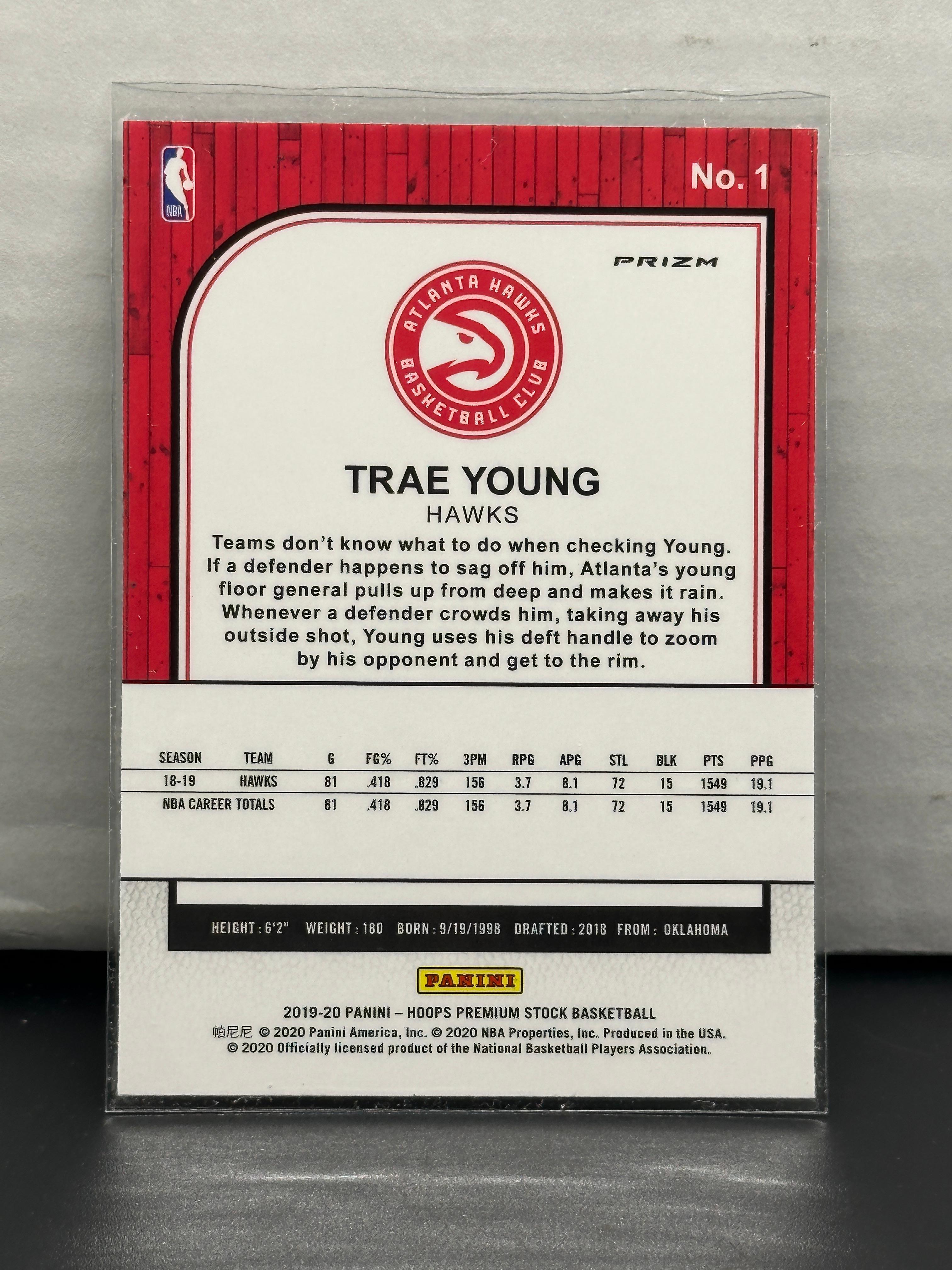 Trae Young 2019-20 Panini Hoops Premium Stock Lazer Prizm #1