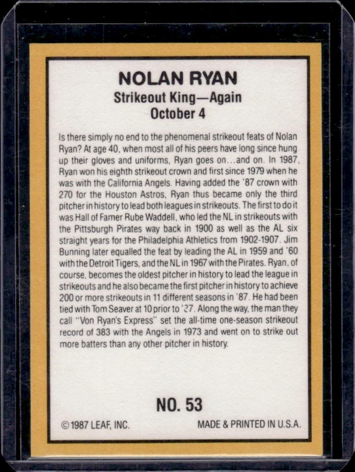 Nolan Ryan 1987 Donruss Highlights #53