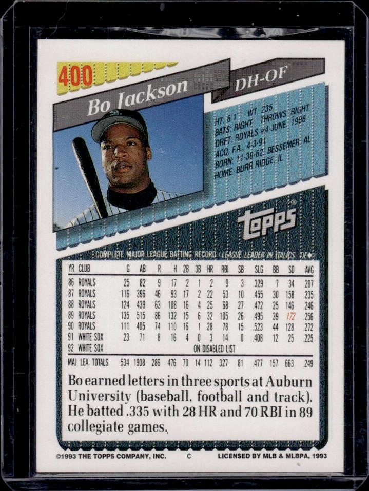 Bo Jackson 1993 Topps Gold #