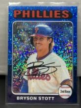 Bryson Stott 2024 Topps Heritage Chrome Blue Sparkle Refractor #419