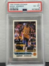 Magic Johnson 1990 Panini Sticker Hand Cut PSA 6 EX-MT #1