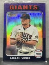 Logan Webb 2024 Topps Heritage Chrome Purple Refractor #393