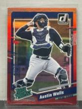 Austin Wells 2023 Panini Donruss Rated Prospect Red Foil (#802/2023) RC #83