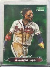 Ronald Acuna Jr. 2024 Topps Stadium Club Chrome Green Refractor #100