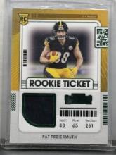 Pat Freiermuth 2021 Panini Contenders Rookie Ticket Jersey Patch Green Foil RC Insert #RTS-PFR