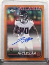 Jase McClellan 2024 Topps Chrome Orange (#1/25) Refractor Rookie RC Auto #RA-JMC