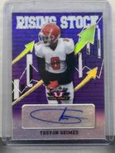 Trevon Grimes 2021 Leaf Valiant Rising Stock Purple (#18/25) Refractor Rookie Auto #RS-TG1