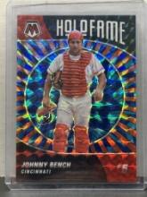 Johnny Bench 2022 Panini Mosaic Reactive Blue (#65/99) Prizm Insert Parallel #HF-11