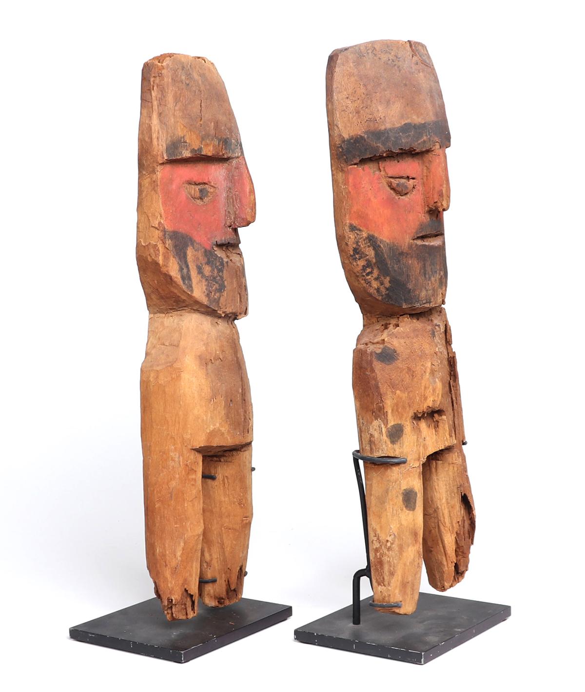 Pair of Chancay Wood Standing Figures