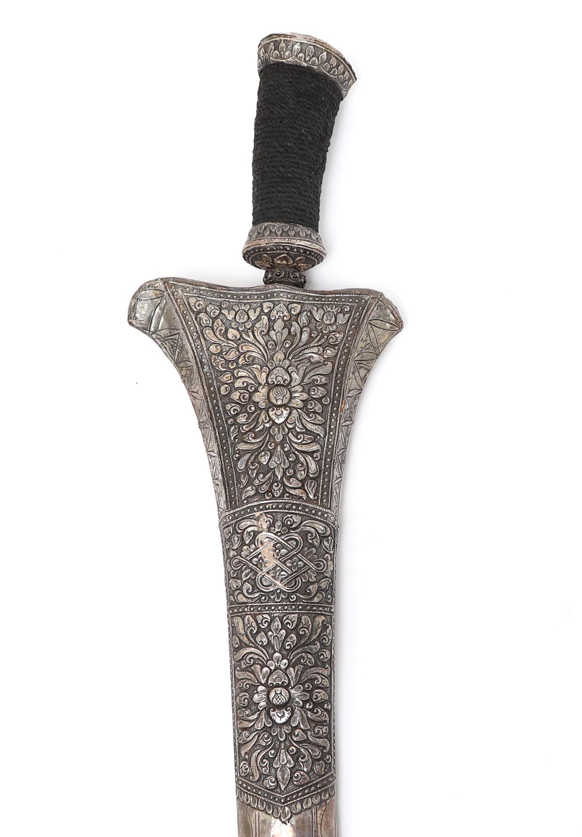 Large Balinese Kris w/ Silver Embossed Scabbard