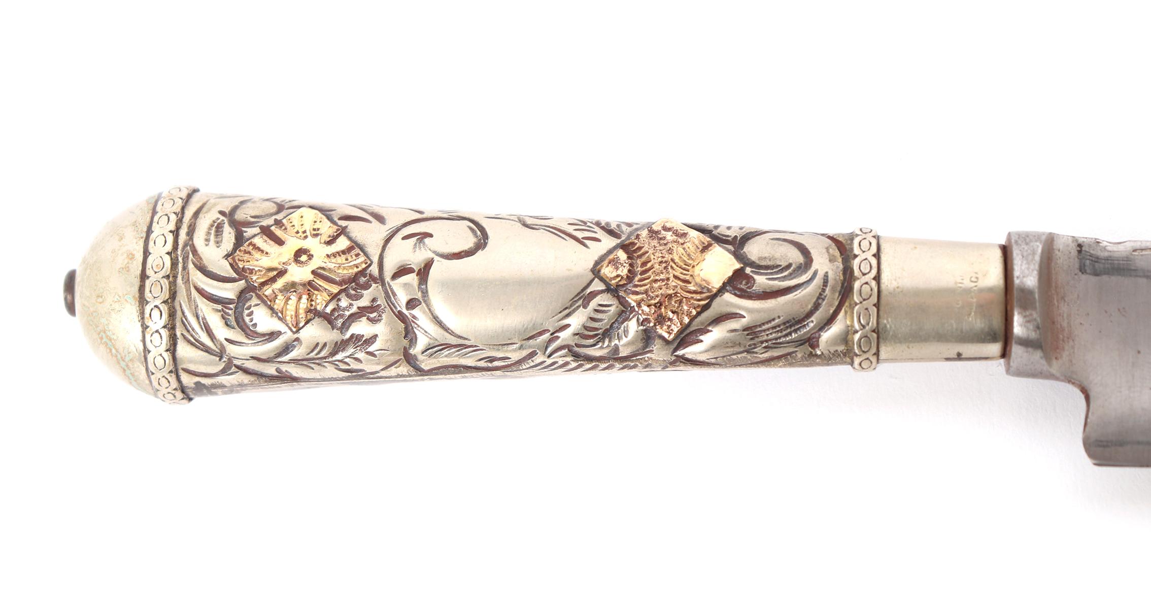 Argentinian Gaucho Embossed Silver & Gilt Knife