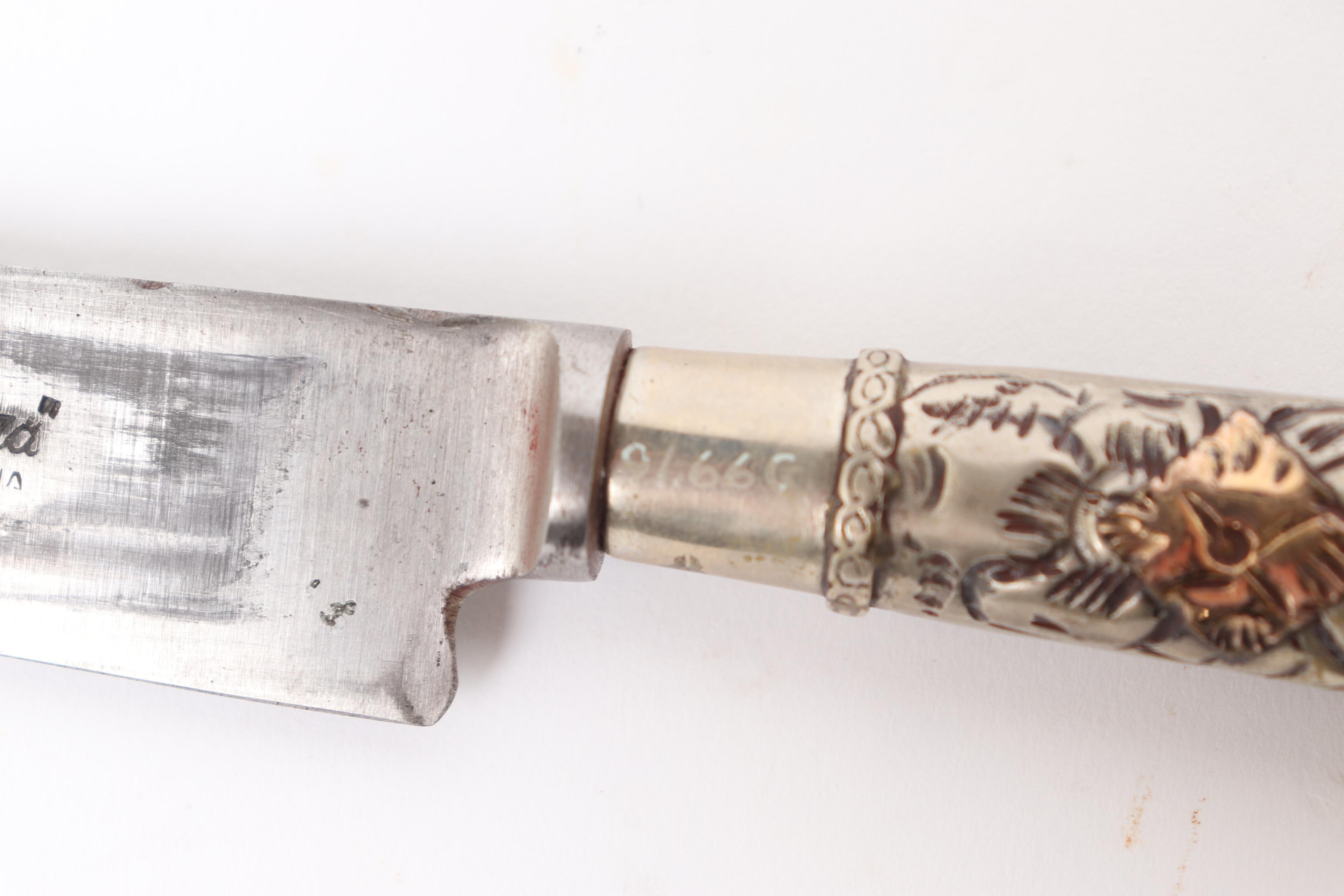 Argentinian Gaucho Embossed Silver & Gilt Knife