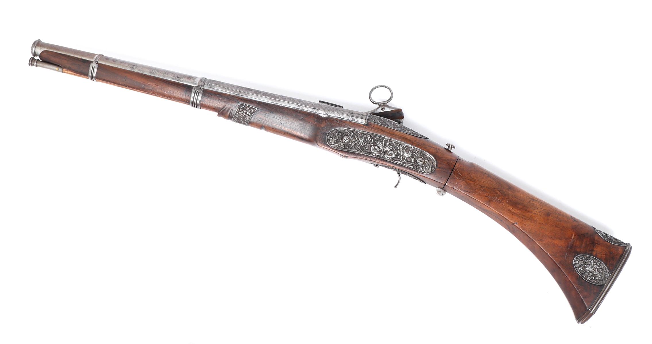 Spanish Chiseled Folding-Stock Flintlock Carbine, 18th C.