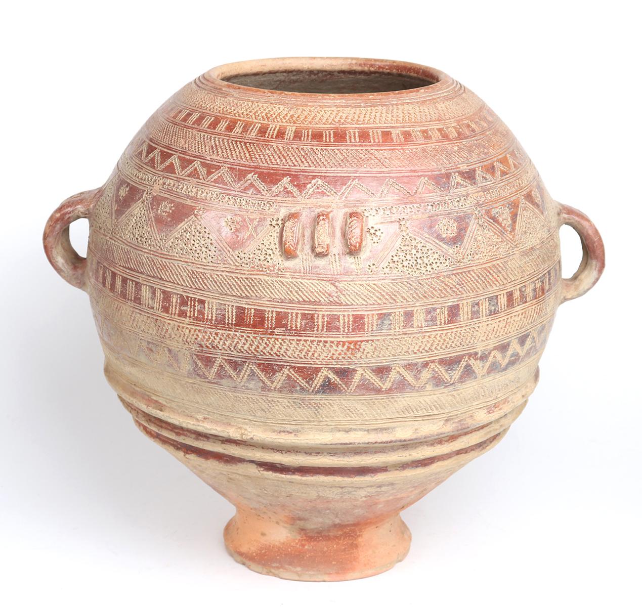 African Decorated Ceramic Storage Vessel