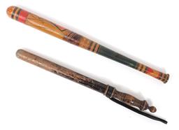 Two Antique Wood Baton