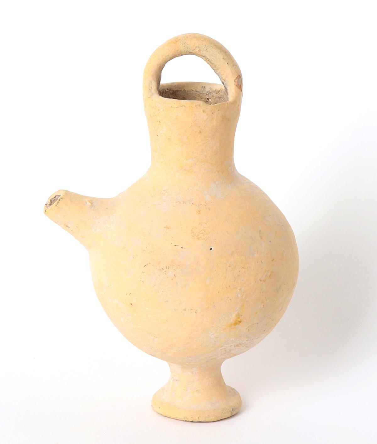 Holyland Ochre Painted  Handled Pouring Vessel