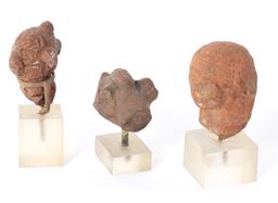 Three Maya Pottery Heads, 600-900 AD
