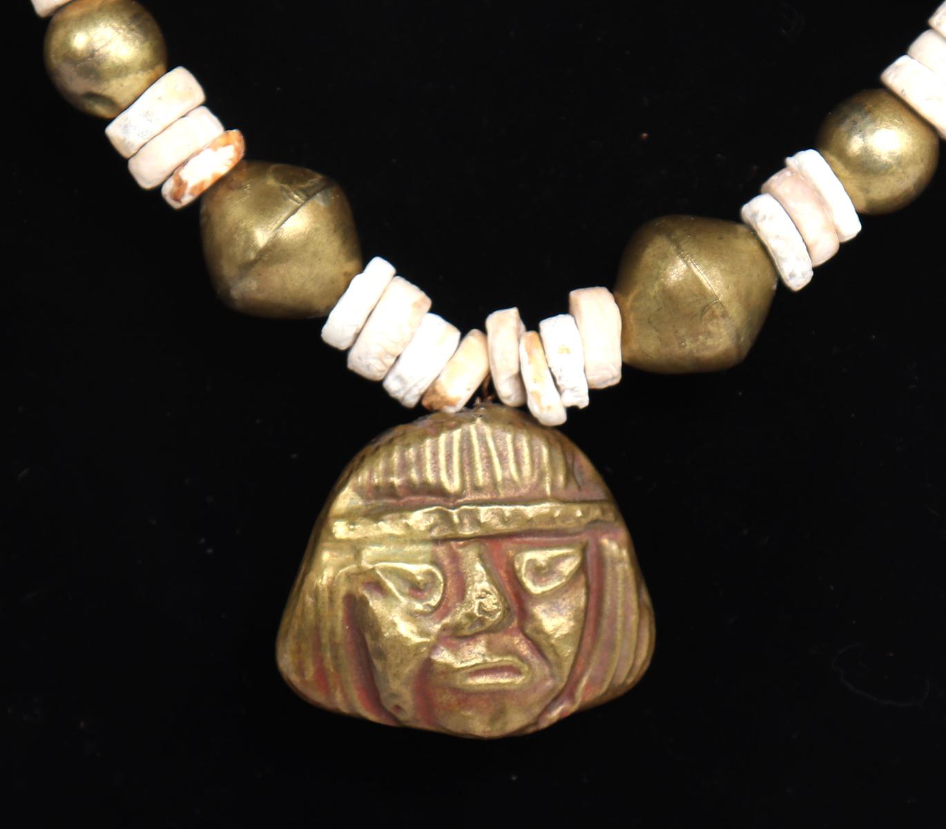Pre-Columbian Moche Tumbaga & Shell Necklace 200-700 CE