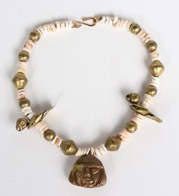Pre-Columbian Moche Tumbaga & Shell Necklace 200-700 CE