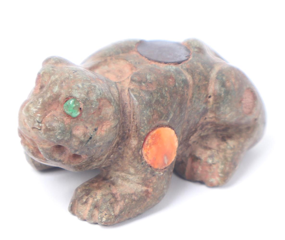 Pre-Columbian Jade Miniature Jaguar w/ Inset Stone Spots