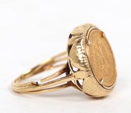 Mexican Gold "Dos Pesos" Coin Ring