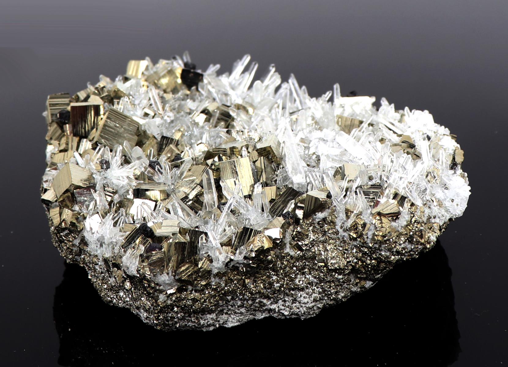 Cubic Pyrite, Sphalerite and Quartz Crystal Mineral Specimen