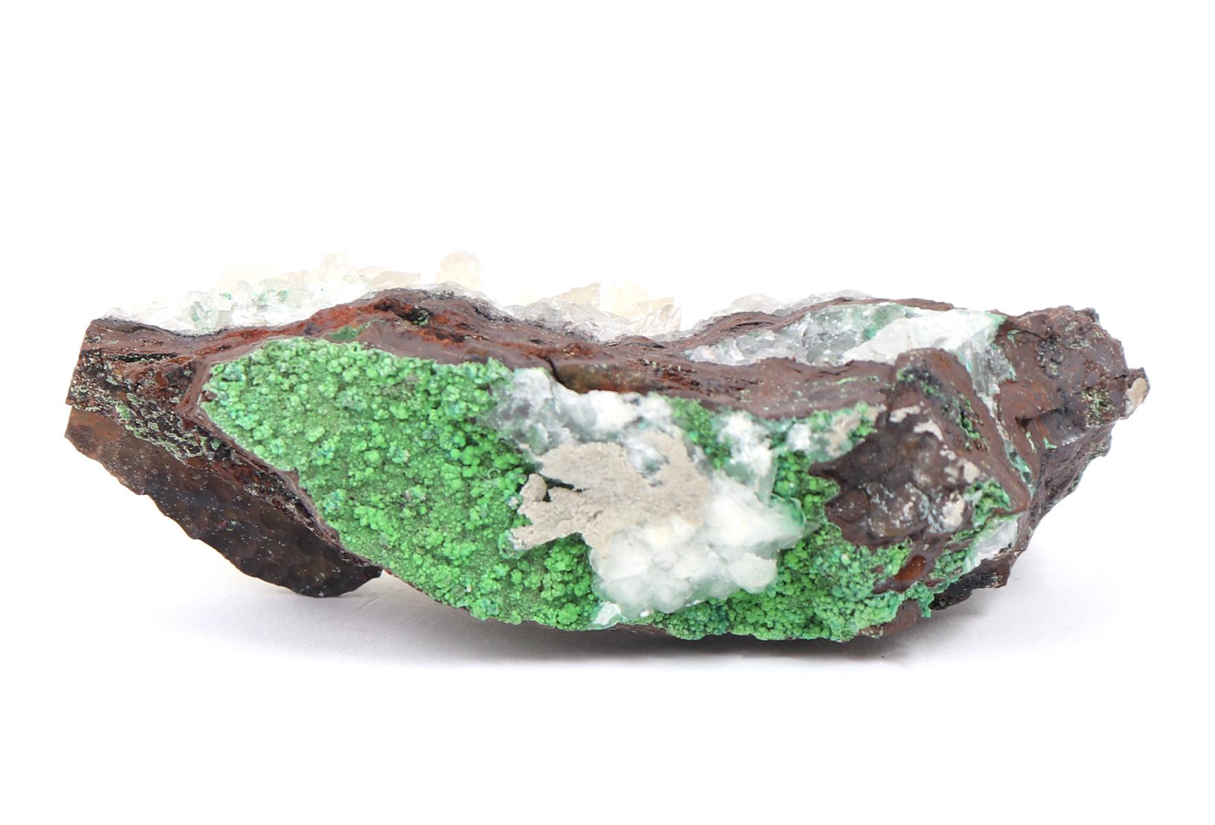 Calcite on Conichalcite, Ajuela Mine