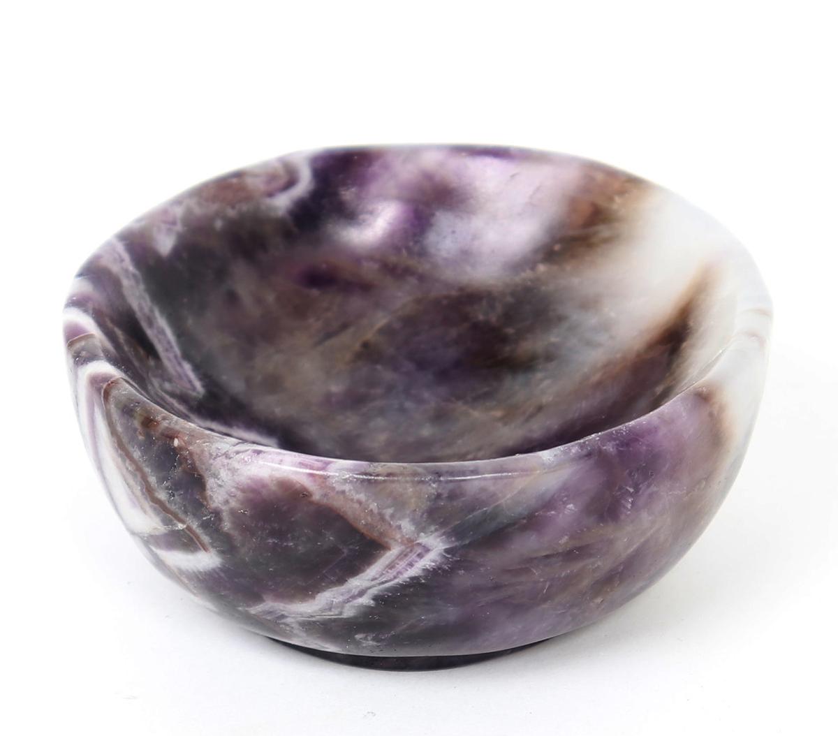 Gorgeous Marbled Amethyst Carved Bowl