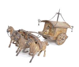 Chinese Four Horses and Carriage, Enamel Ready