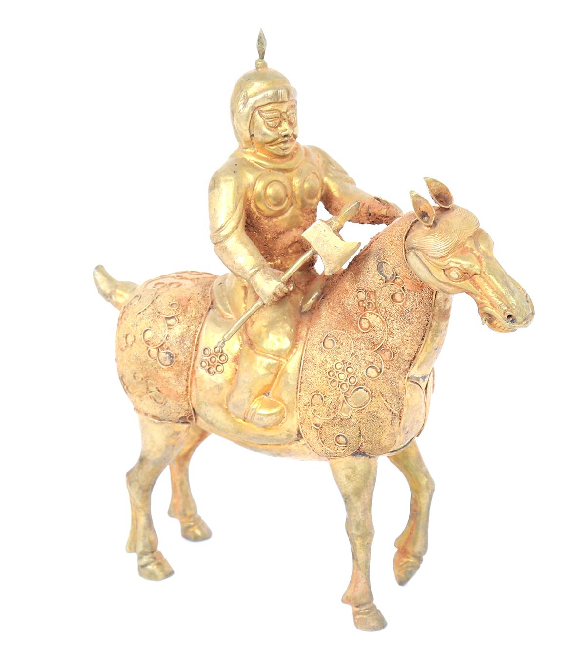 Chinse Cloisonne Ready Warrior on Horseback