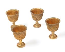 Chinese Copper Miniature Goblets, Cloisonne Ready